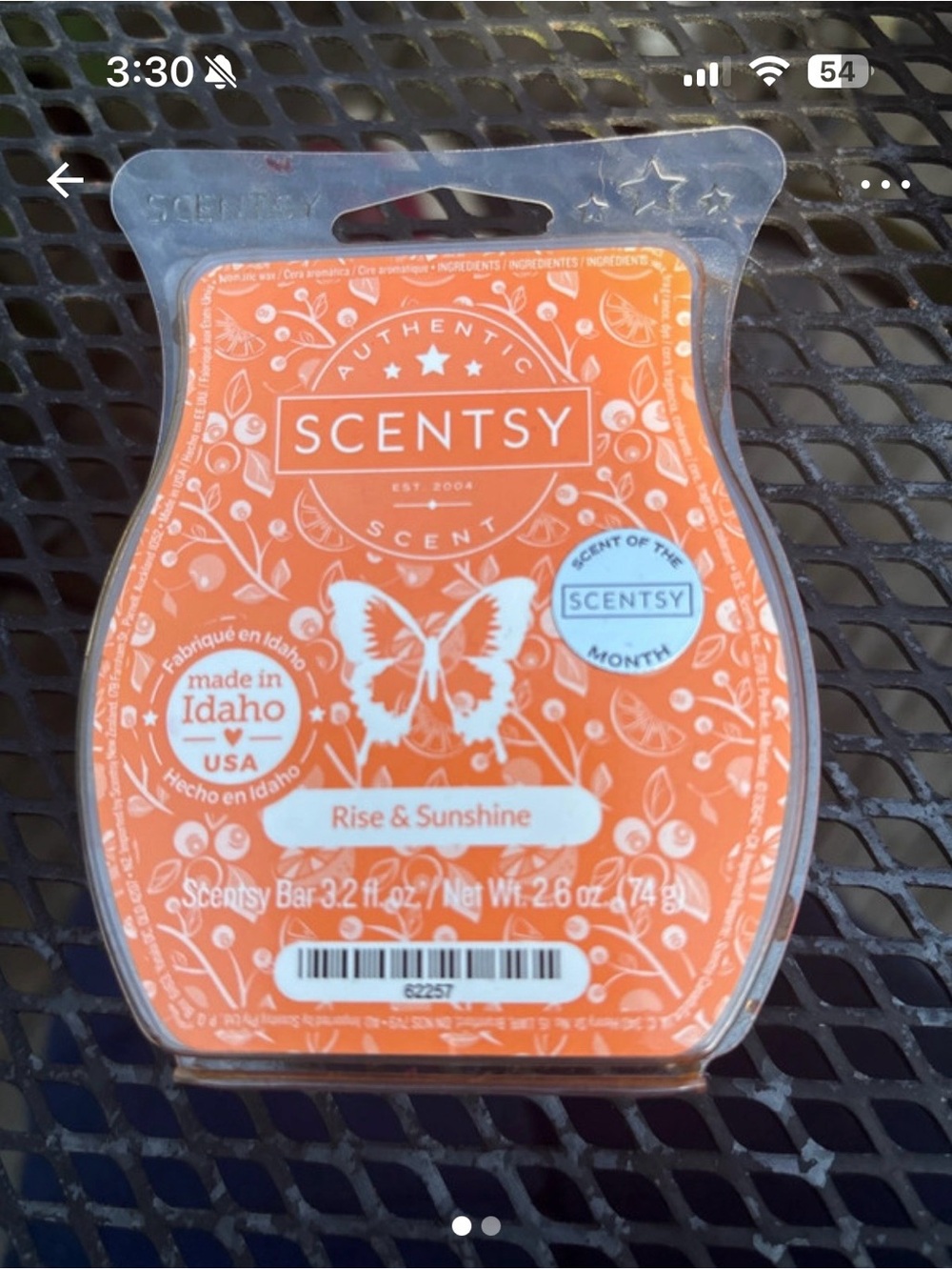 Scentsy Rise & Sunshine Wax Bar - Orange